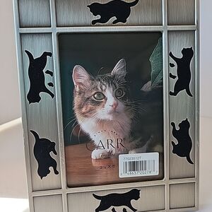 Carr Cat Silhouette Photo Frame - Silver/Black